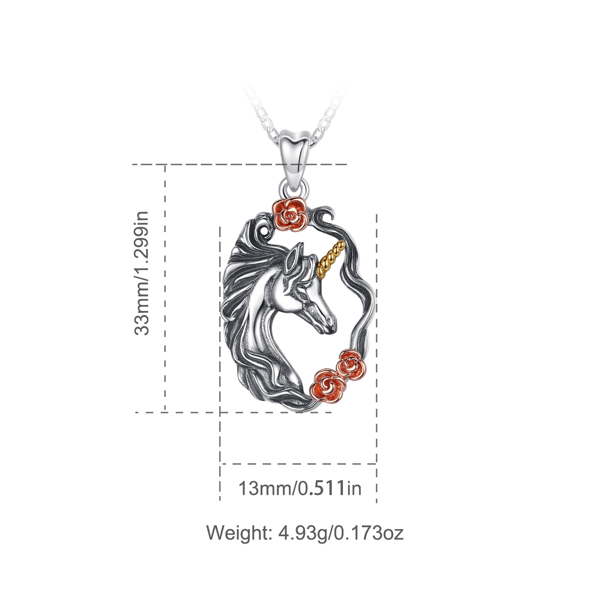 Merryshine Jewelry Vintage Style S925 Sterling Silver Unicorn Pendant Necklace for Girls