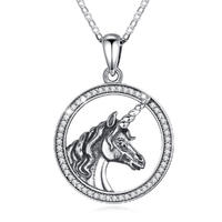 Merryshine Jewelry Classic Style S925 Sterling Silver Unicorn Charm Necklace for Women