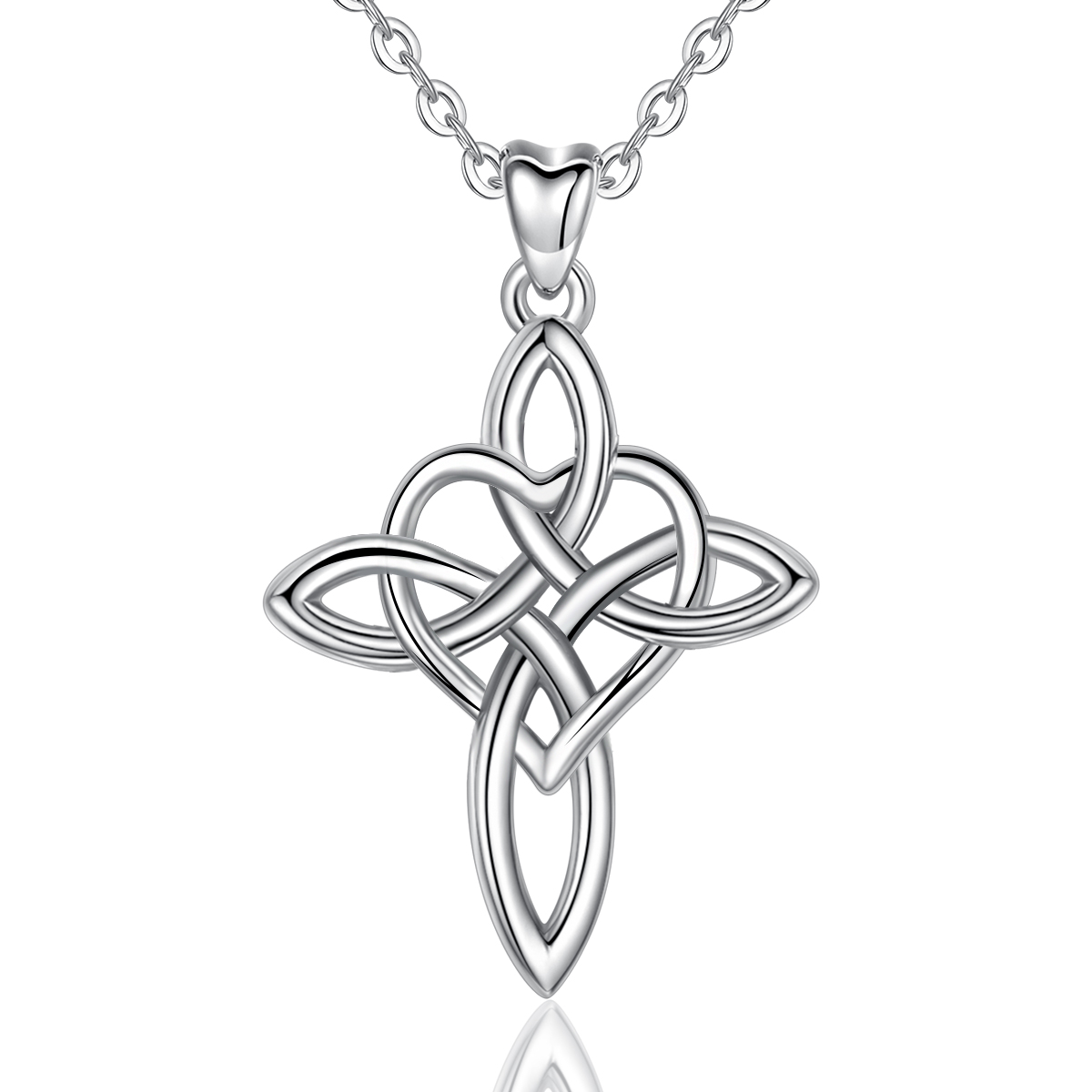 Merryshine Jewelry Minimalism Style S925 Sterling Silver Celtic Knot Cross Necklace for Women