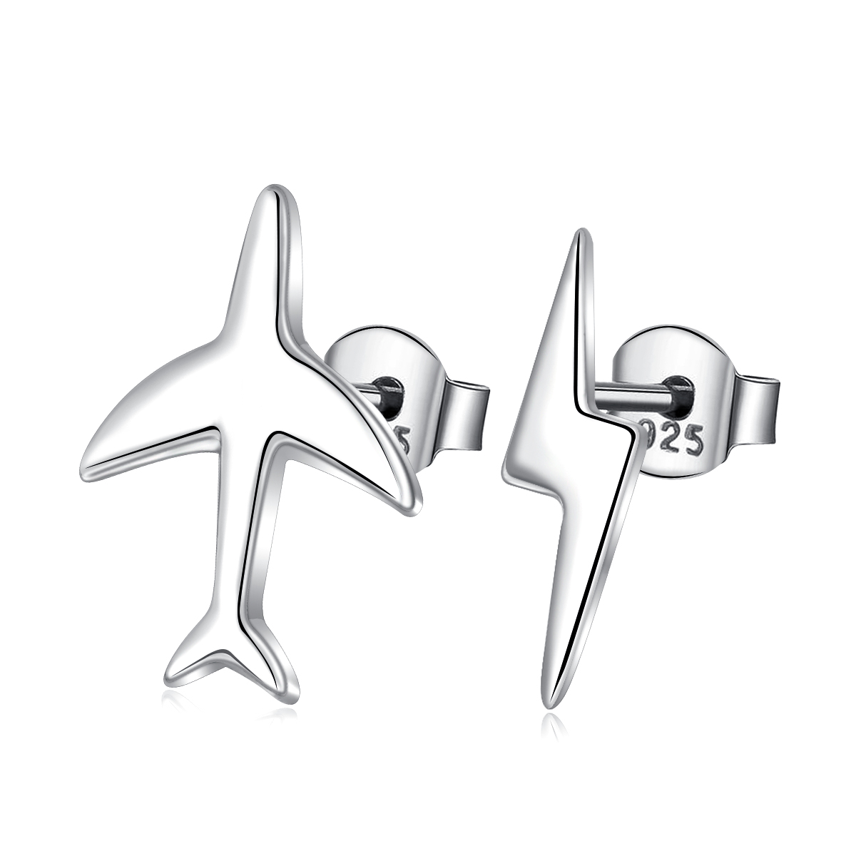 Merryshine Jewelry S925 Sterling Silver Airplanes And Lightning Small Stud Earrings For Girls