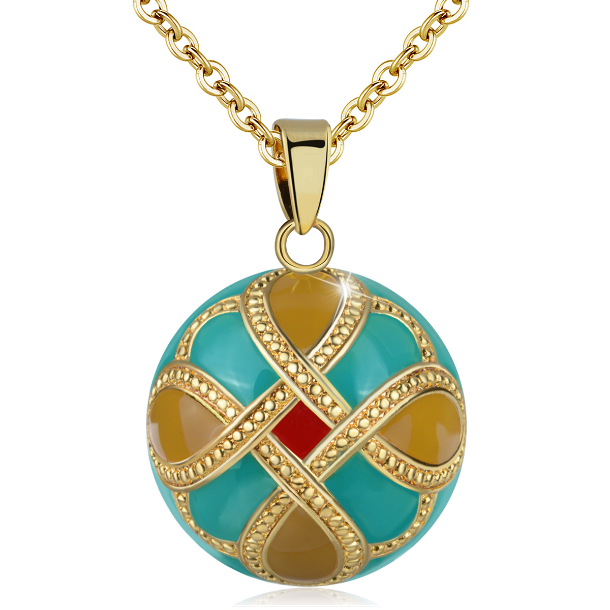 Merryshine Jewelry Gold Bola Harmony Ball Angel Chime Caller Charm Mexican Pendant Necklace
