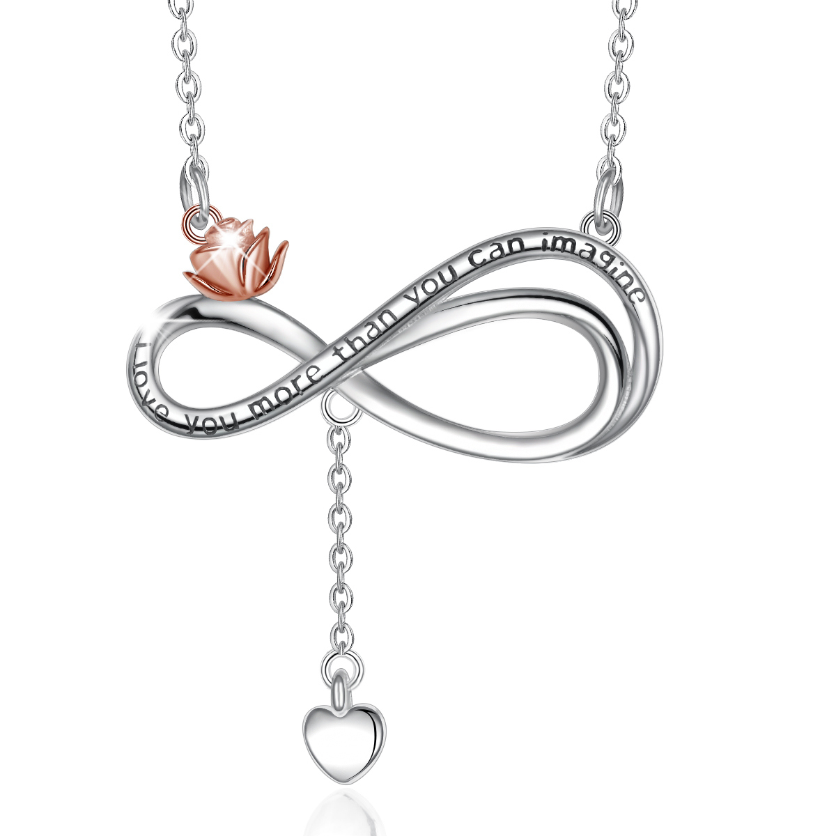 Merryshine Jewelry Rose Flower Infinity Necklace Sterling Silver 925
