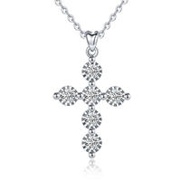 Merryshine Jewelry Wholesale S925 Sterling Silver Cubic Zirconia Iced Out Cross Necklaces