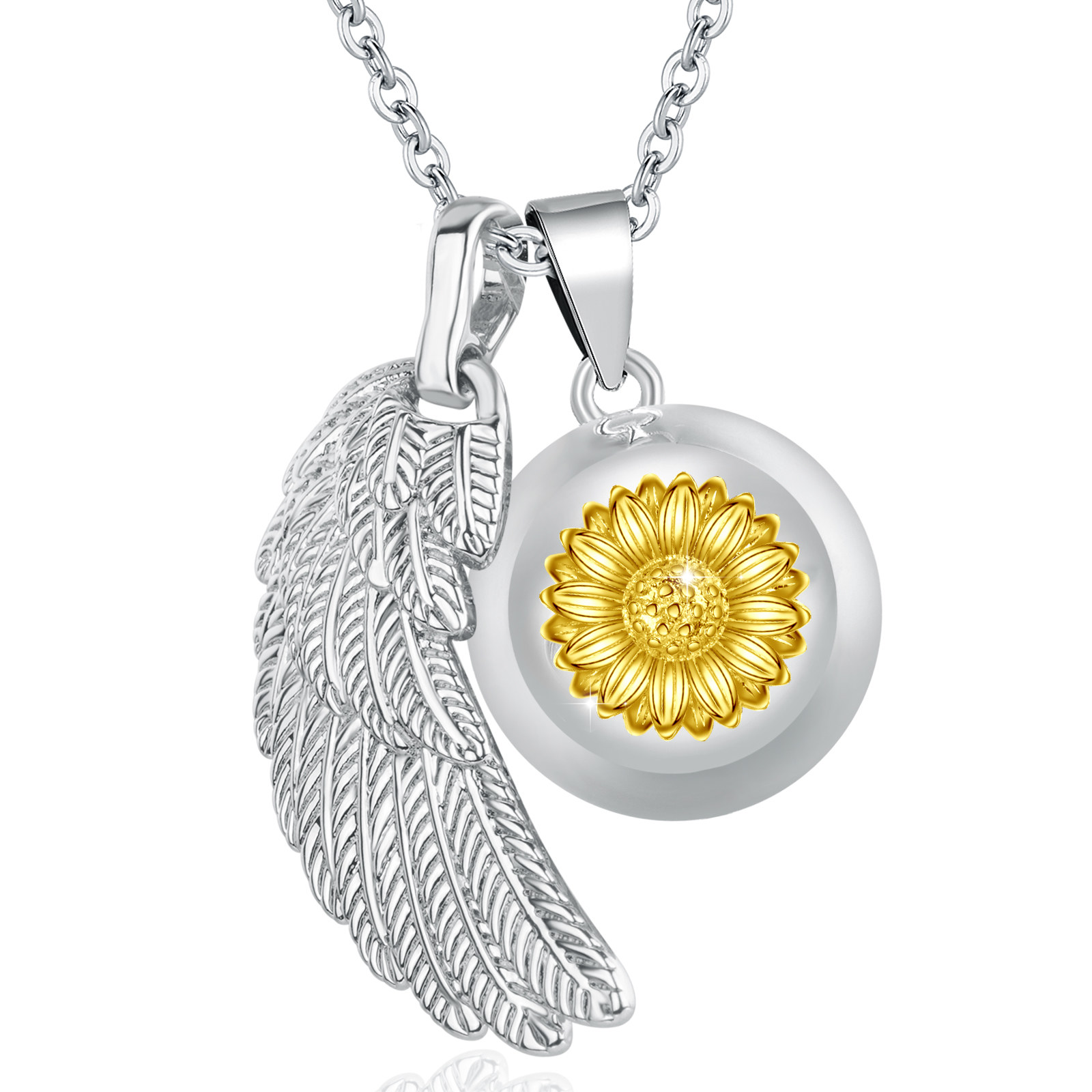 Merryshine Jewelry Sunflower Angel Caller Harmony Chime Ball Bell Pendant Necklace