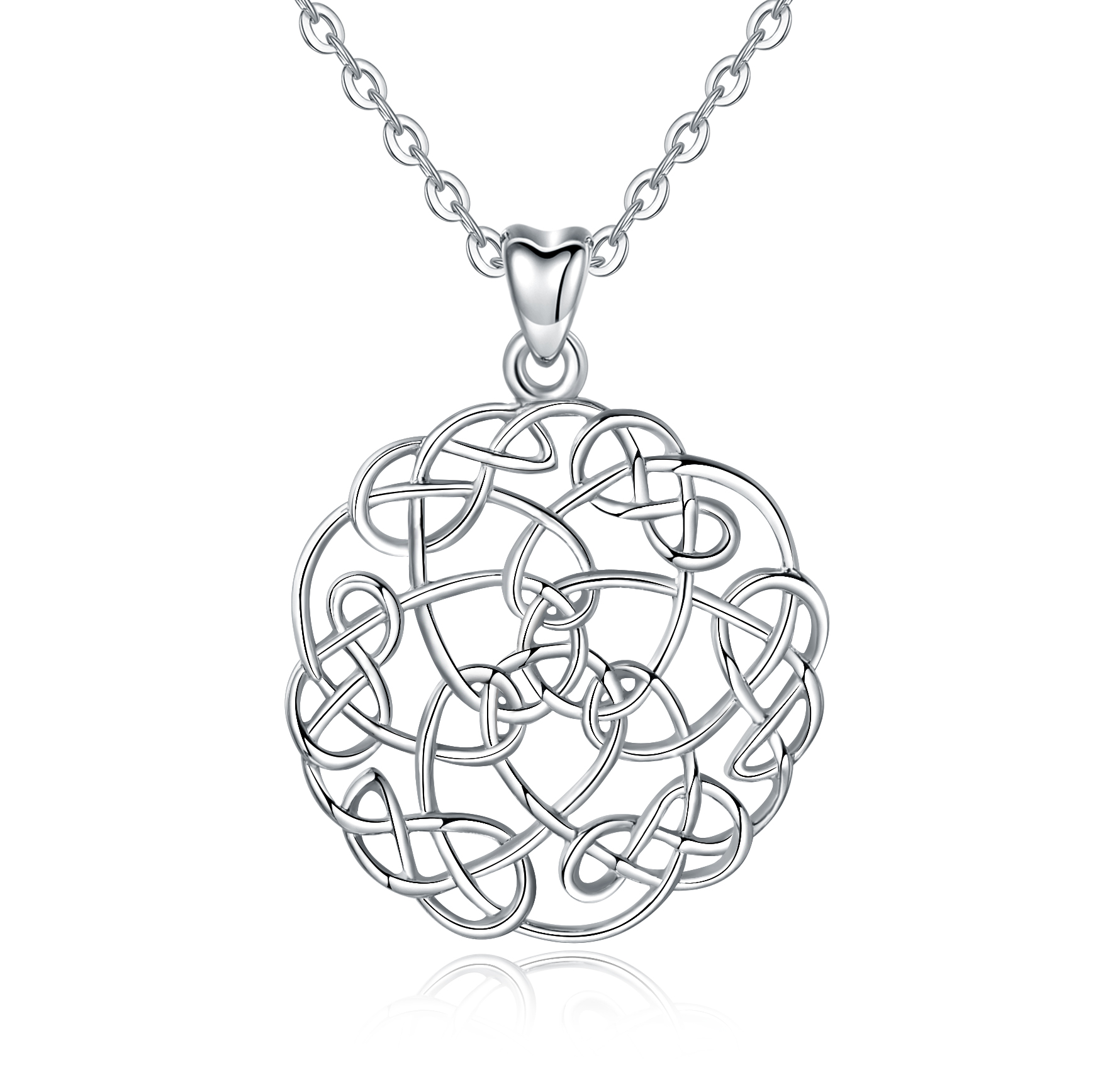 Merryshine Jewelry S925 Sterling Silver Eternal Life Celtic Knot Pendants Necklace