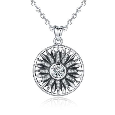 Merryshine Jewelry Unisex Dazzling Sunshine S925 Sterling Silver Sun Pendant Necklace