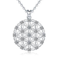 Merryshine Jewelry S925 Sterling Silver Hollow Out Flower Of Life Pendant Flowers Necklaces