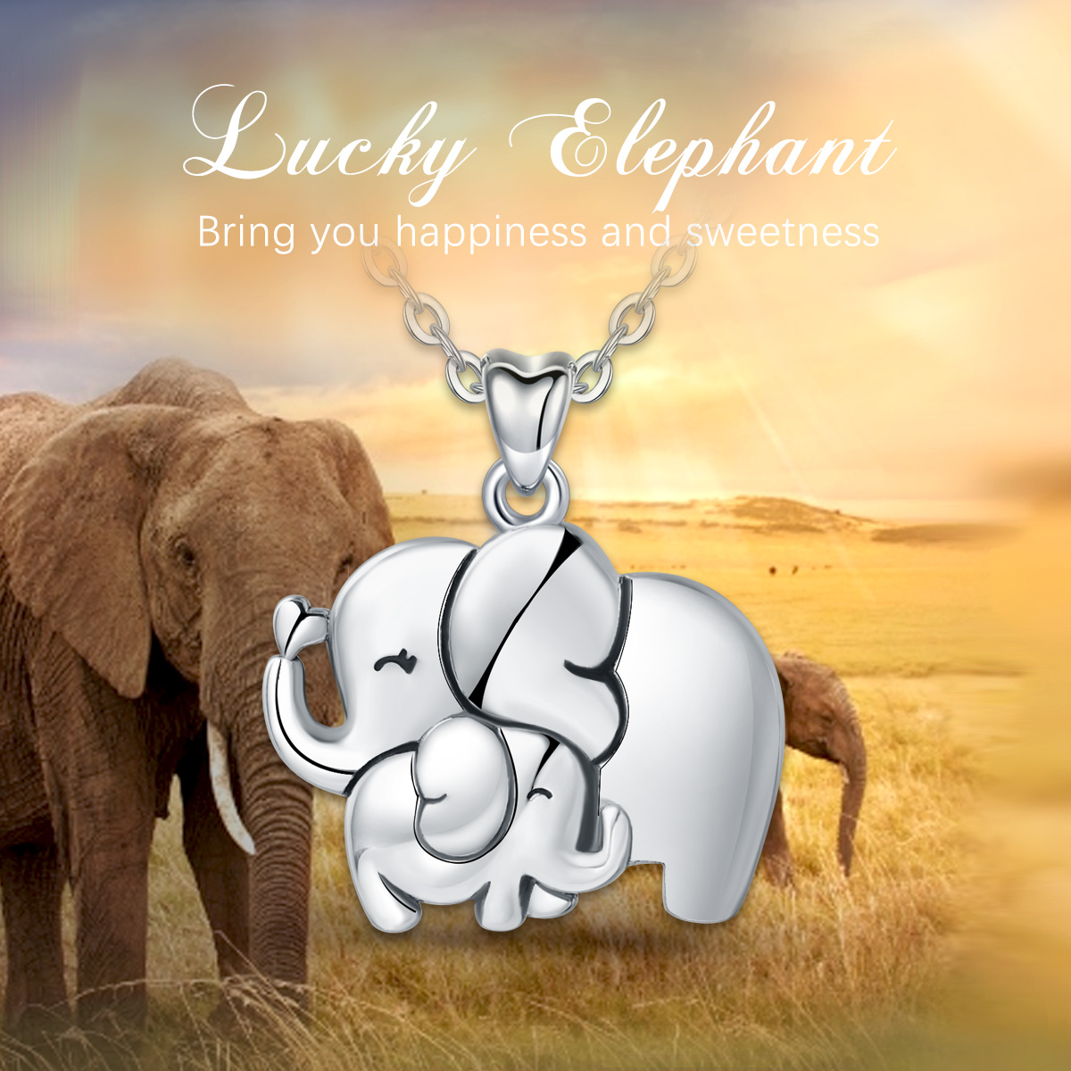 Merryshine S925 Sterling Silver Good Luck Elephant Mom And Kid Jewellery...