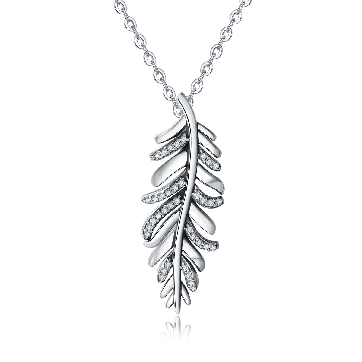 Merryshine Jewelry In Bulk Wholesale Price S925 Sterling Silver Feather Pendant Necklace