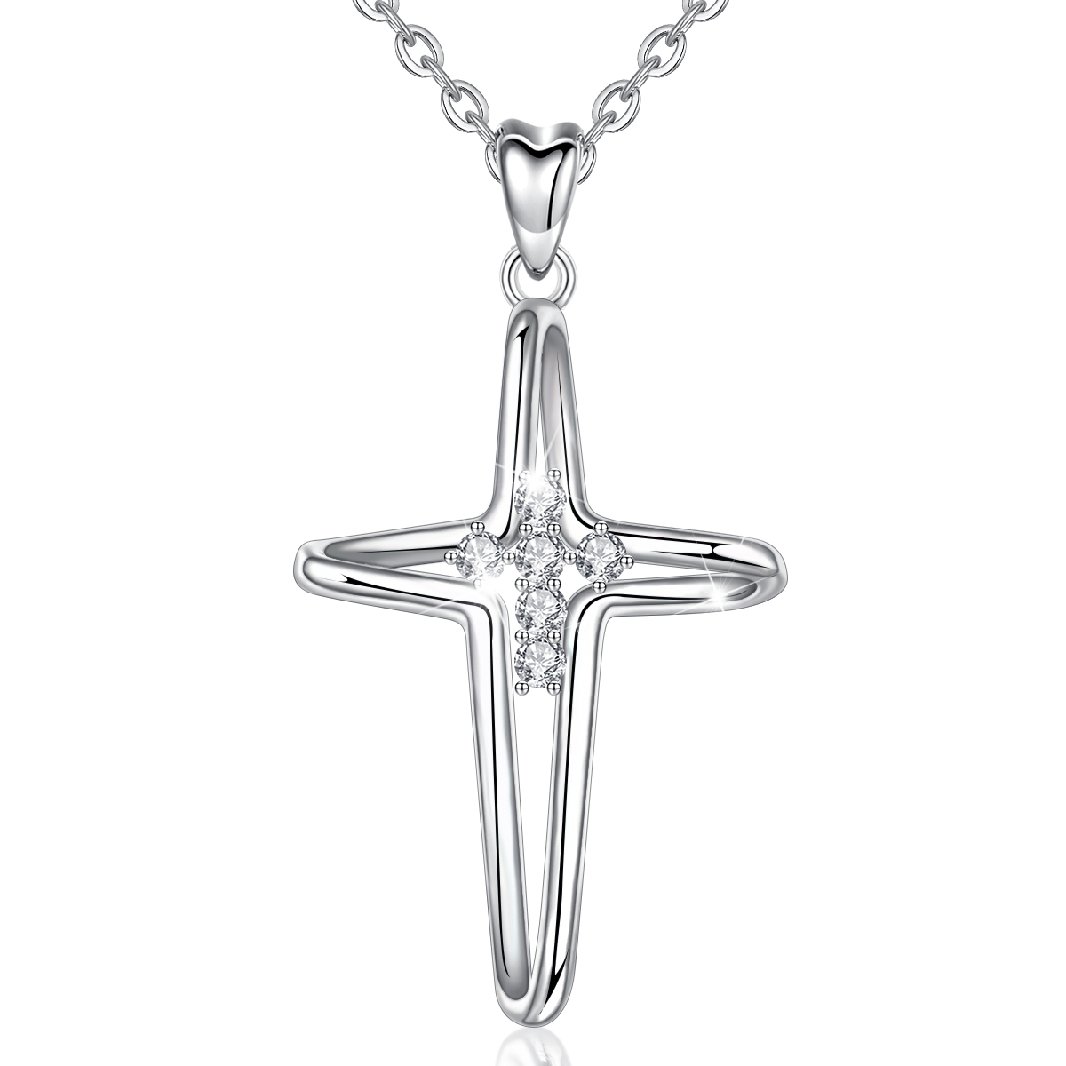 Merryshine Jewelry S925 Sterling Silver Delicate Contracted Cross Pendants Necklaces
