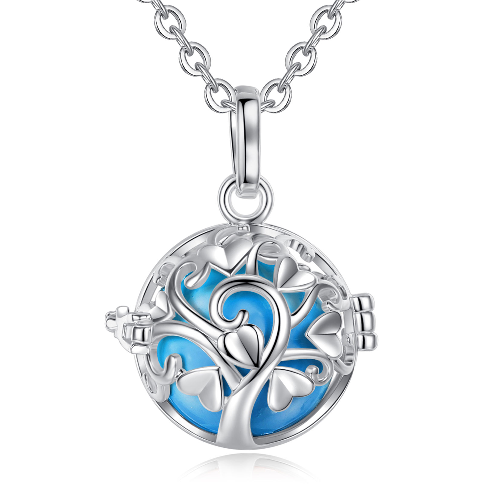 Merryshine Jewelry S925 Sterling Silver Tree of Life Harmony Chime Ball Pregnancy Necklace for Women