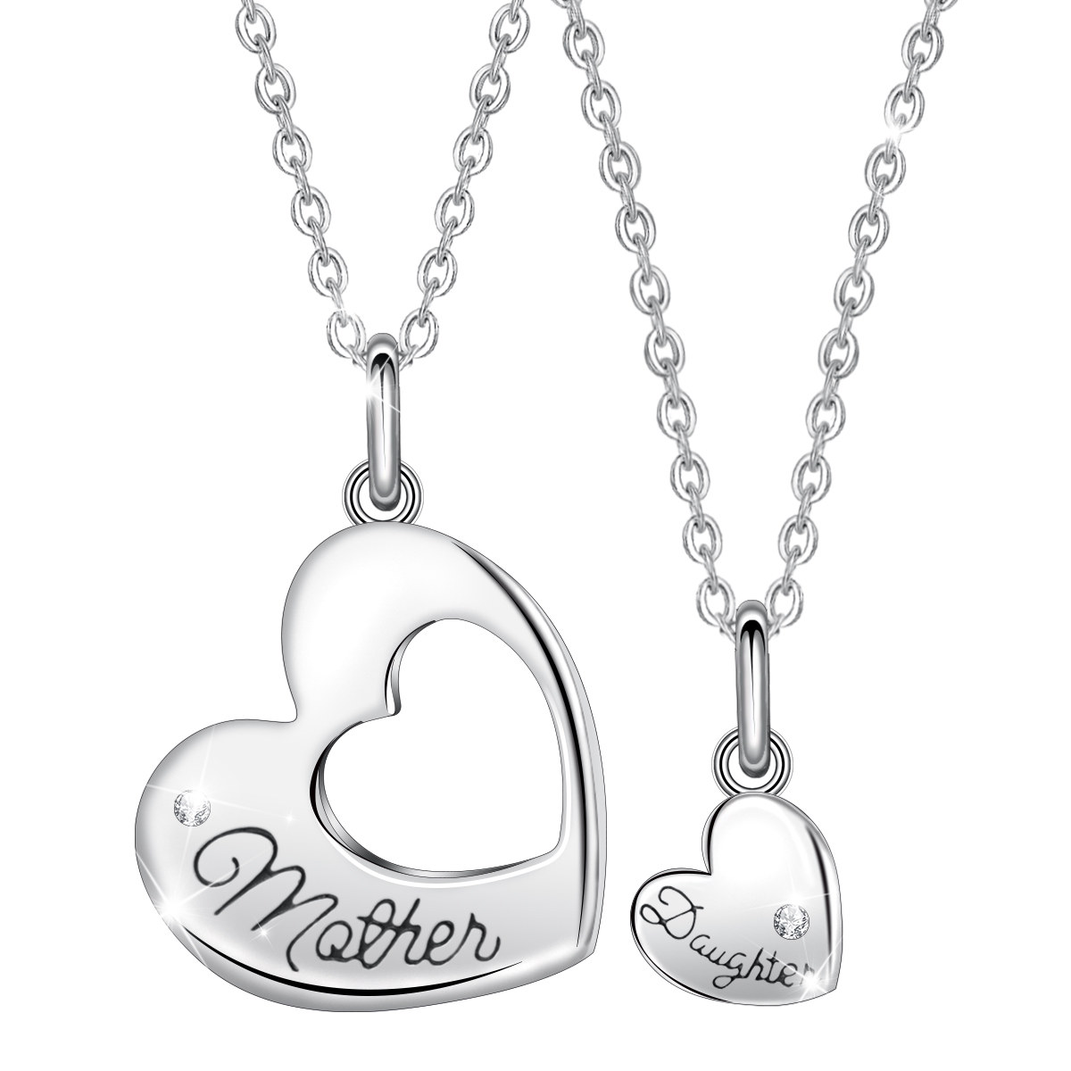Merryshine 925 Sterling Silver Jewellery Mother and Daughter Heart Mothers Day Gifts Necklace