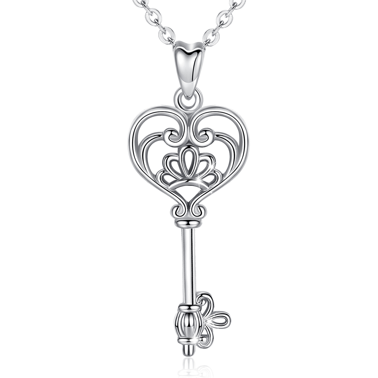 Merryshine Jewelry Infinite Love S925 Sterling Silver Key Pendant Necklace For Couple