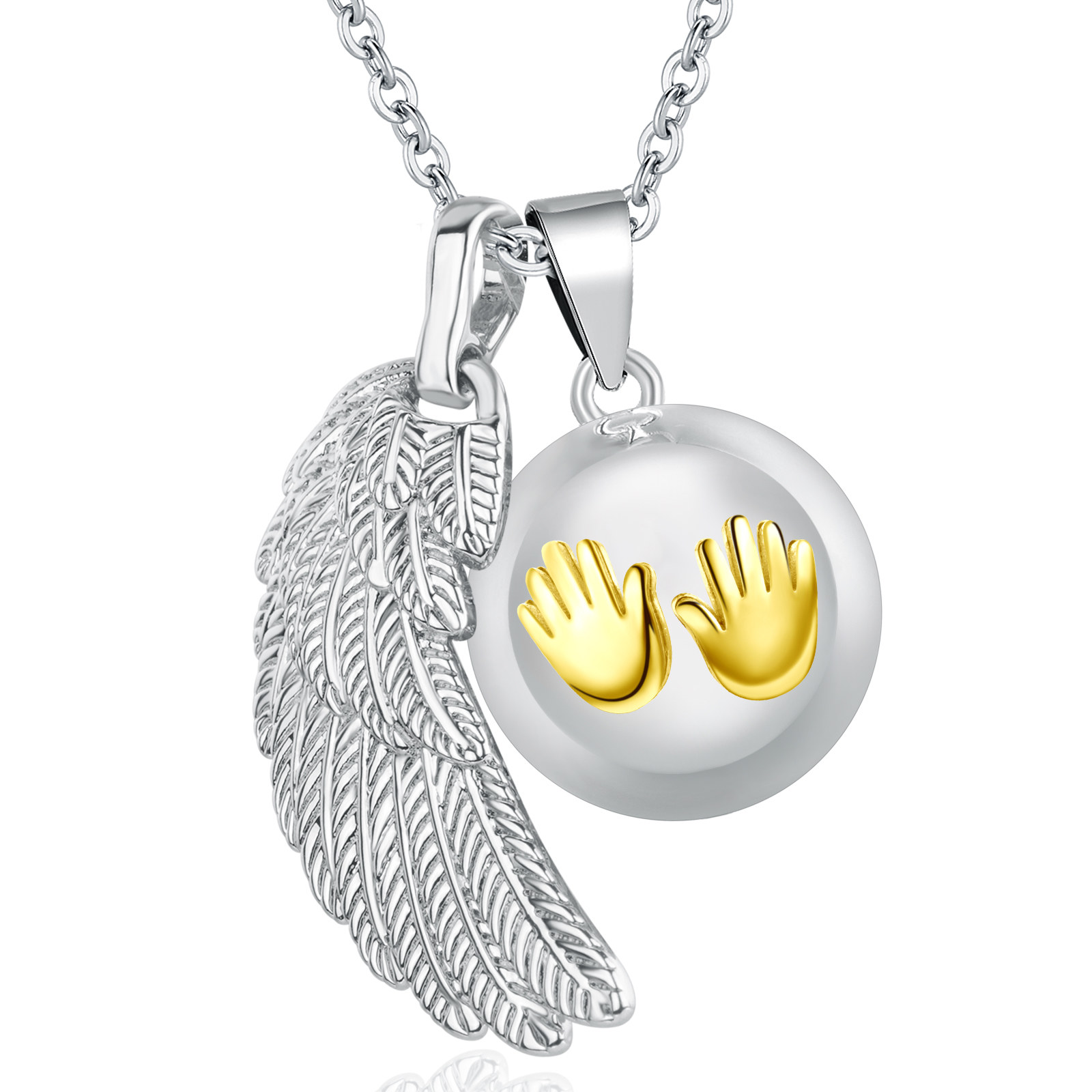 Merryshine Jewelry Wholesale Baby's Handprint 925 Sterling Silver Charms Bola Harmony Necklace