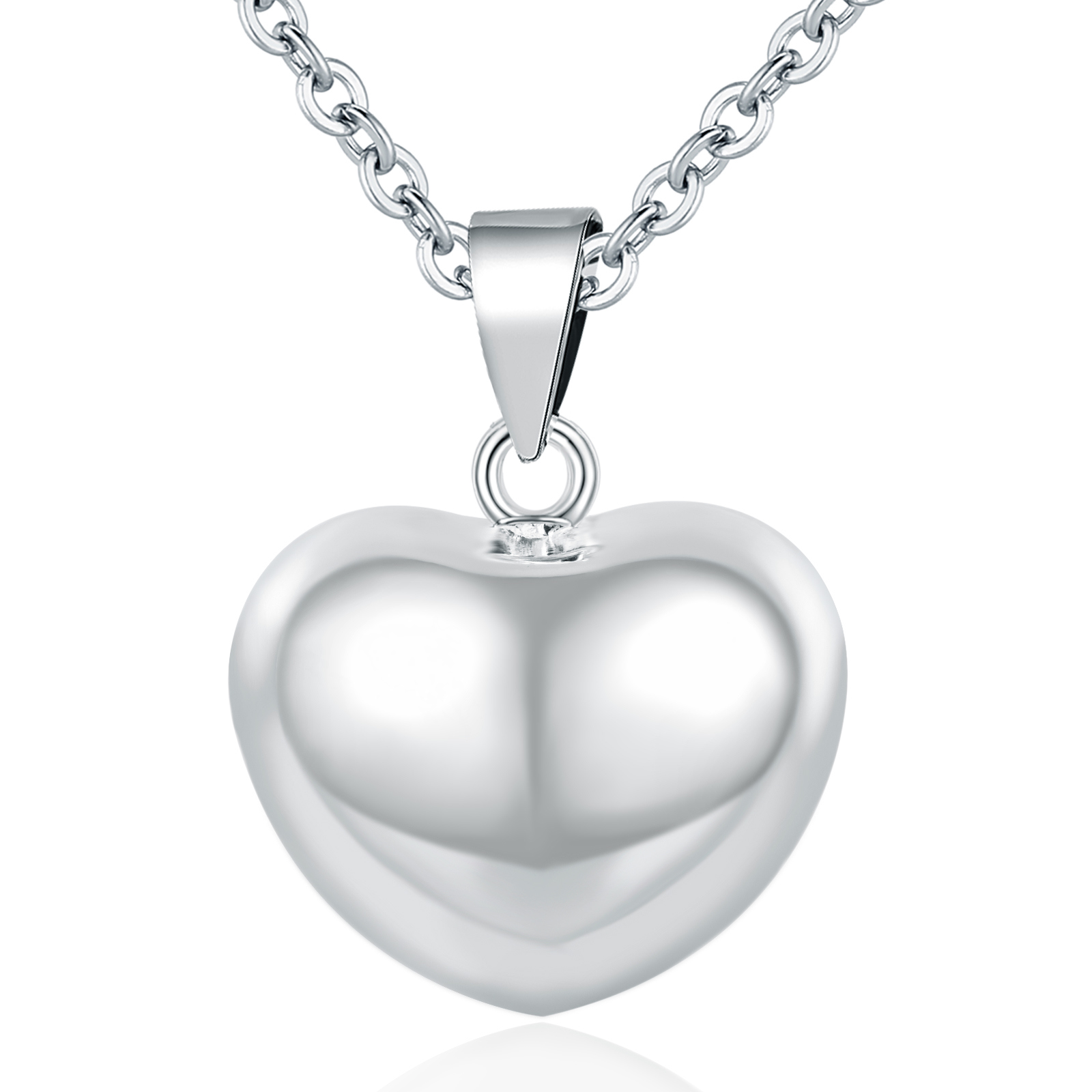 Merryshine Jewelry S925 Sterling Silver Mexican Bola Cute Heart Harmony Ball Necklace