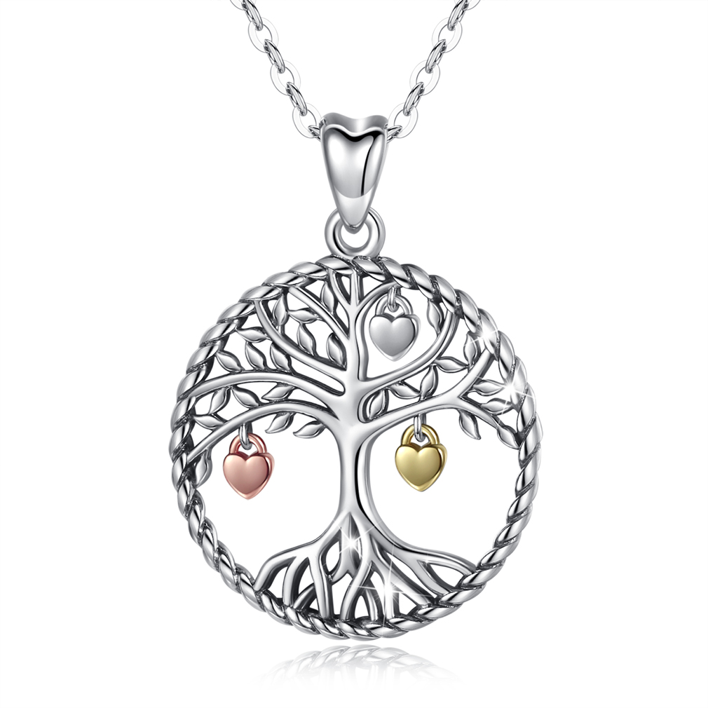 Merryshine Jewelry S925 Sterling Silver little Heart and Tree of Life Pendant Necklace