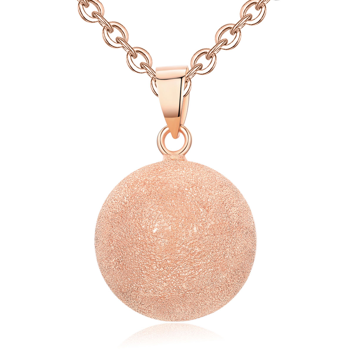 Merryshine Jewelry Wholesale Matte Rose Gold Plated Pregnancy Belly Harmony Sound Bola Ball Pendant Necklace