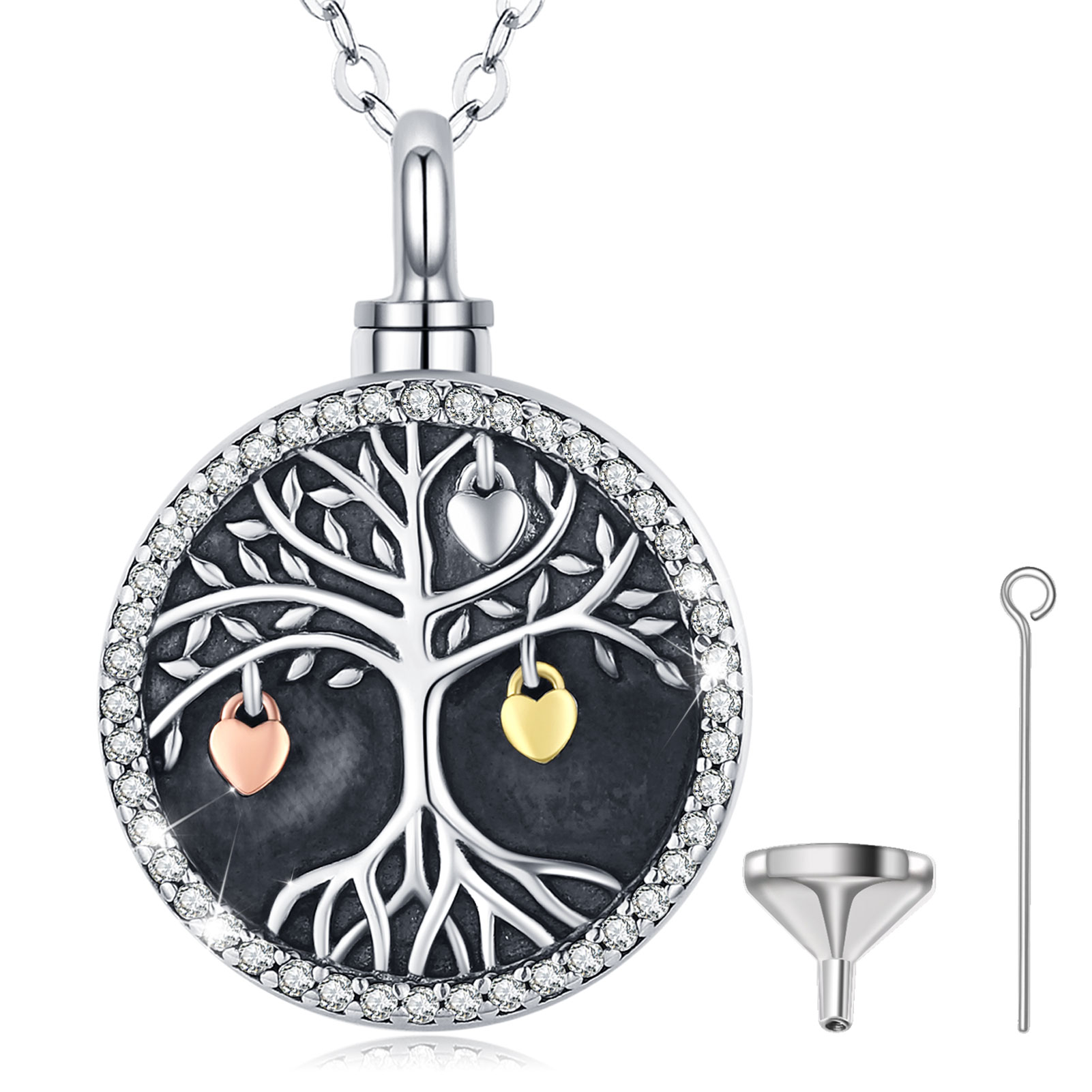 Merryshine Jewelry Cremation Jewelry S925 Sterling Silver Tree of Life Memory Urn Locket Pendant Necklace