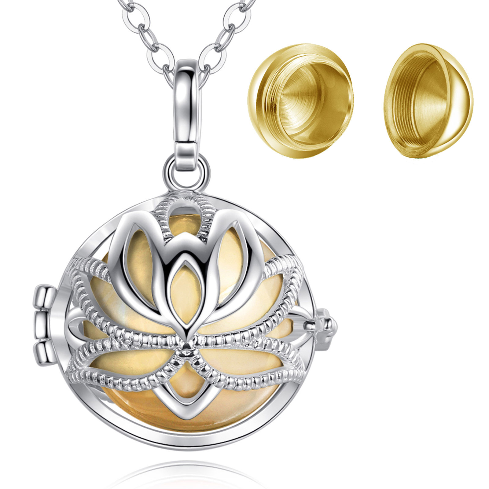 Merryshine Hot Sell Lotus Cremation Pendant 925 Sterling Silver Urn Necklace Jewelry