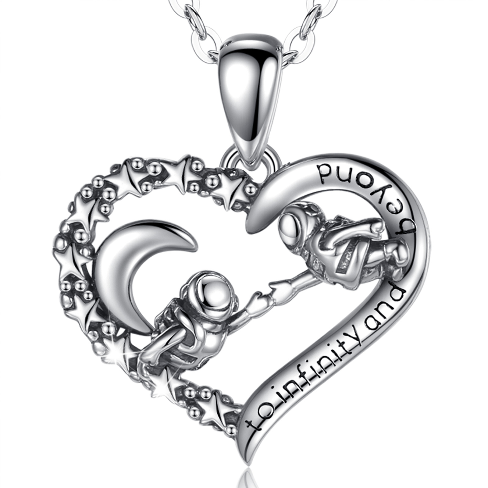 Merryshine Jewelry Popular Designer Silver 925 Heart Love Astronaut Pendant Necklace for Women