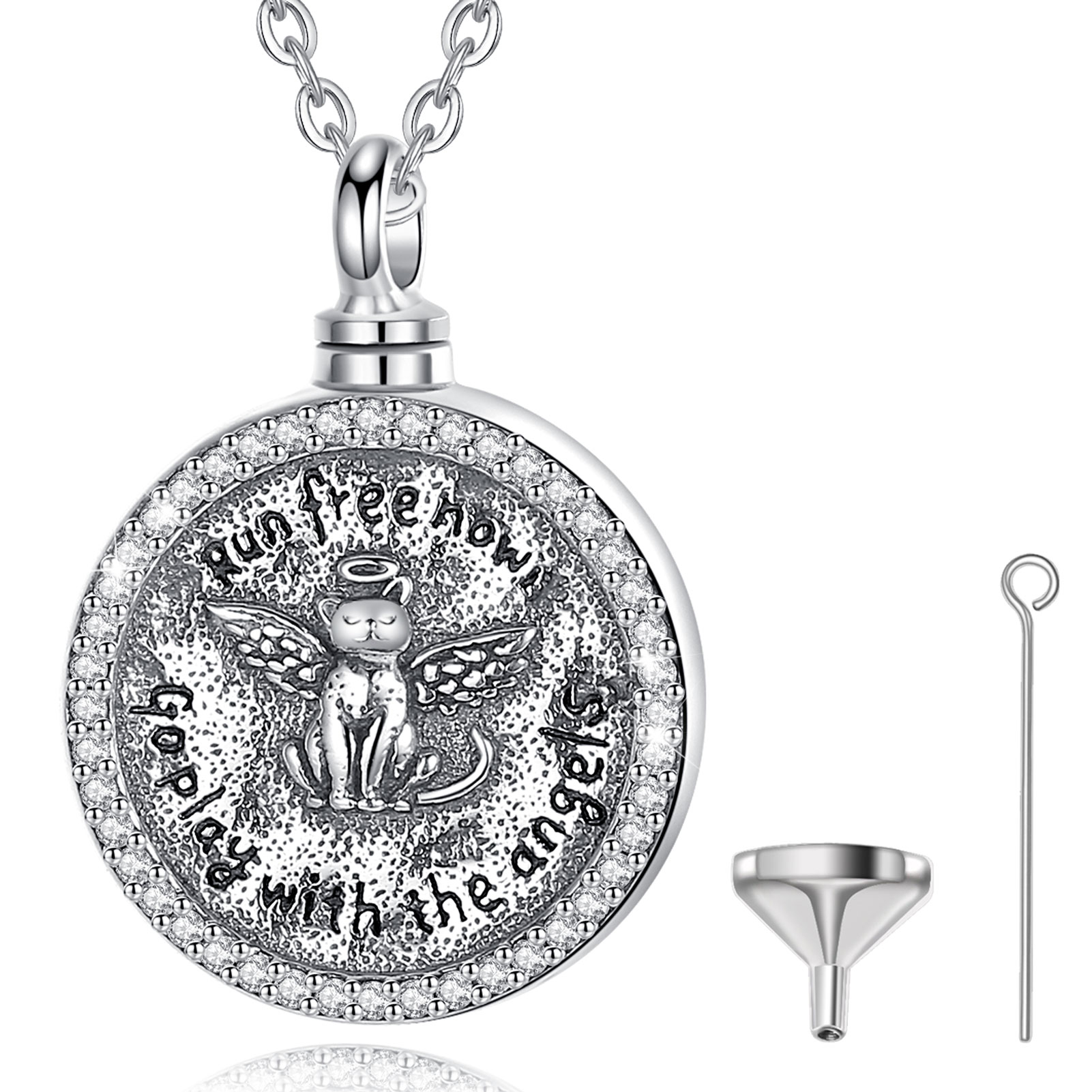 Merryshine Jewelry 925 sterling silver cremation urn ash necklace pendant for pets