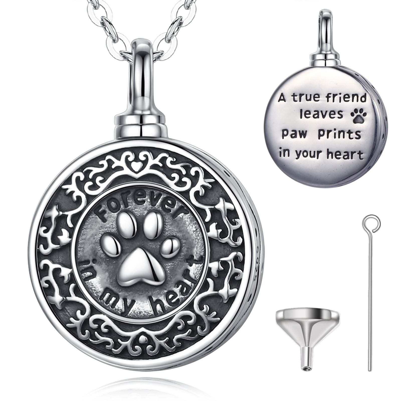 Merryshine animal paw s925 sterling silver pet memorial cremation jewelry pendant necklace