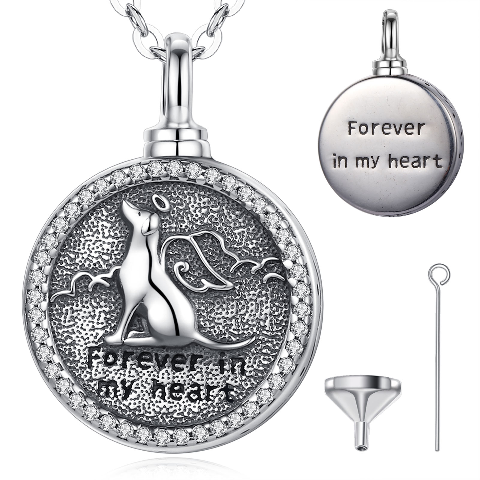 Merryshine jewelry keepsake s925 sterling silver angel dog pets cremation urn pendants necklaces