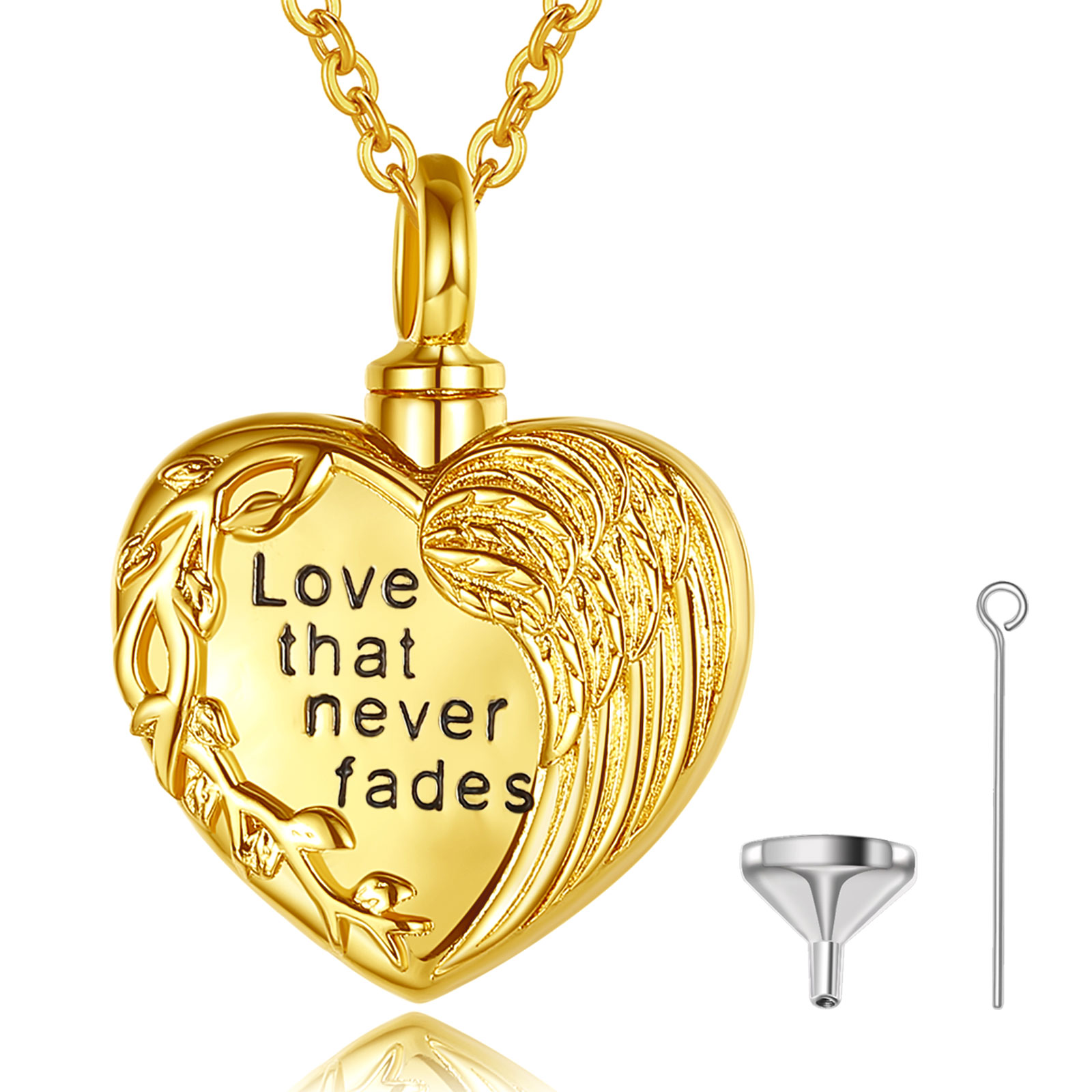 Merryshine Jewelry Wholesale Price Gold Plating Memorial Ash Urn Cremation Heart Pendant Necklace