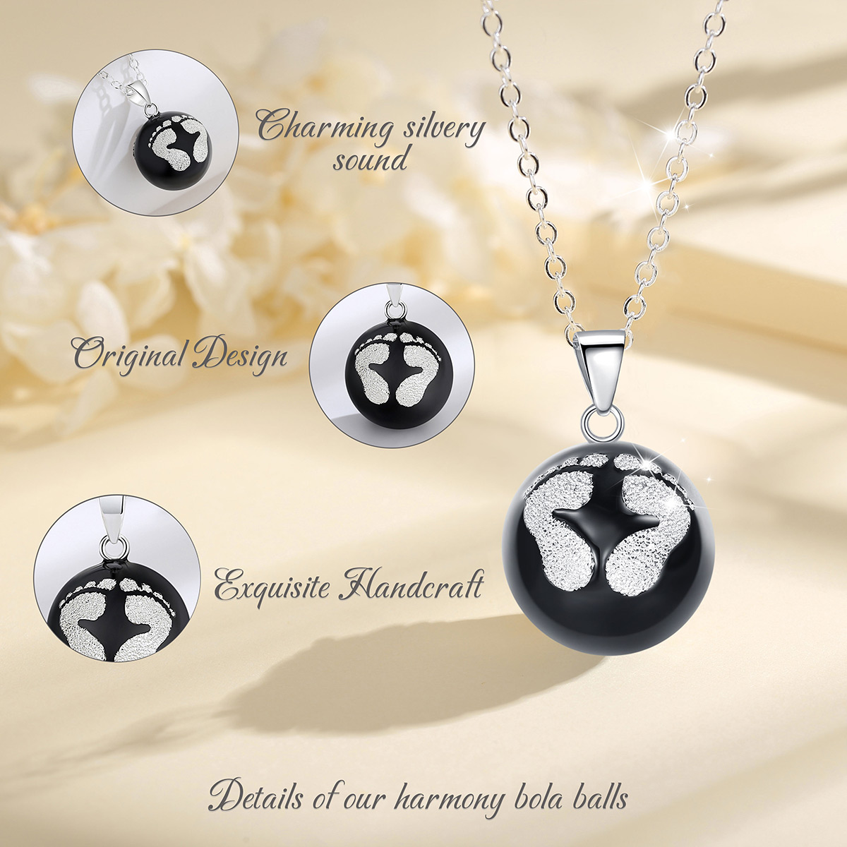 Merryshine Jewelry Mexico Bola Angel Chime Caller Foot Print Harmony Ball Bell Necklace