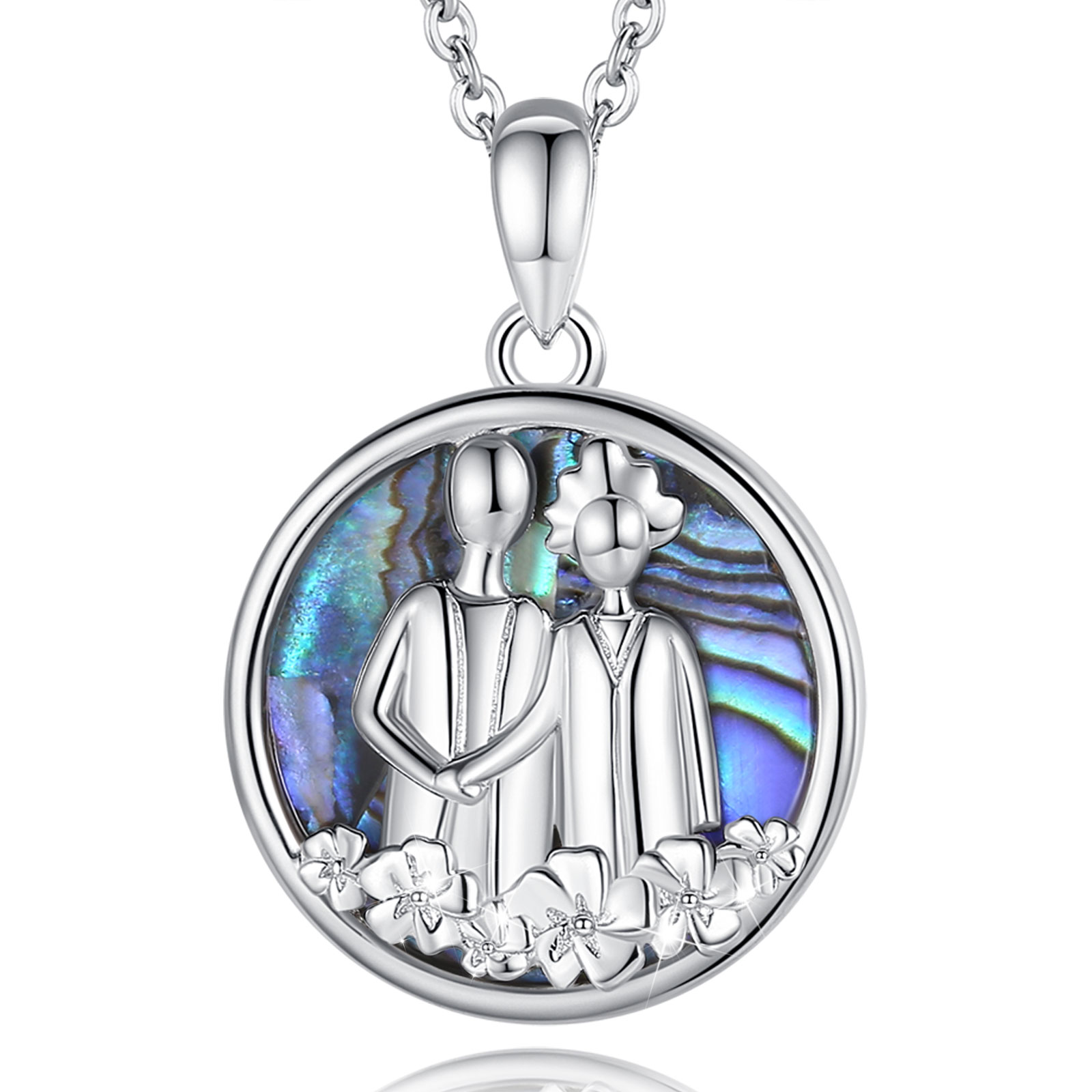 Merryshine Jewelry Colorful Abalone Shell Mother of Pearl 925 Sterling Silver Charm Necklace
