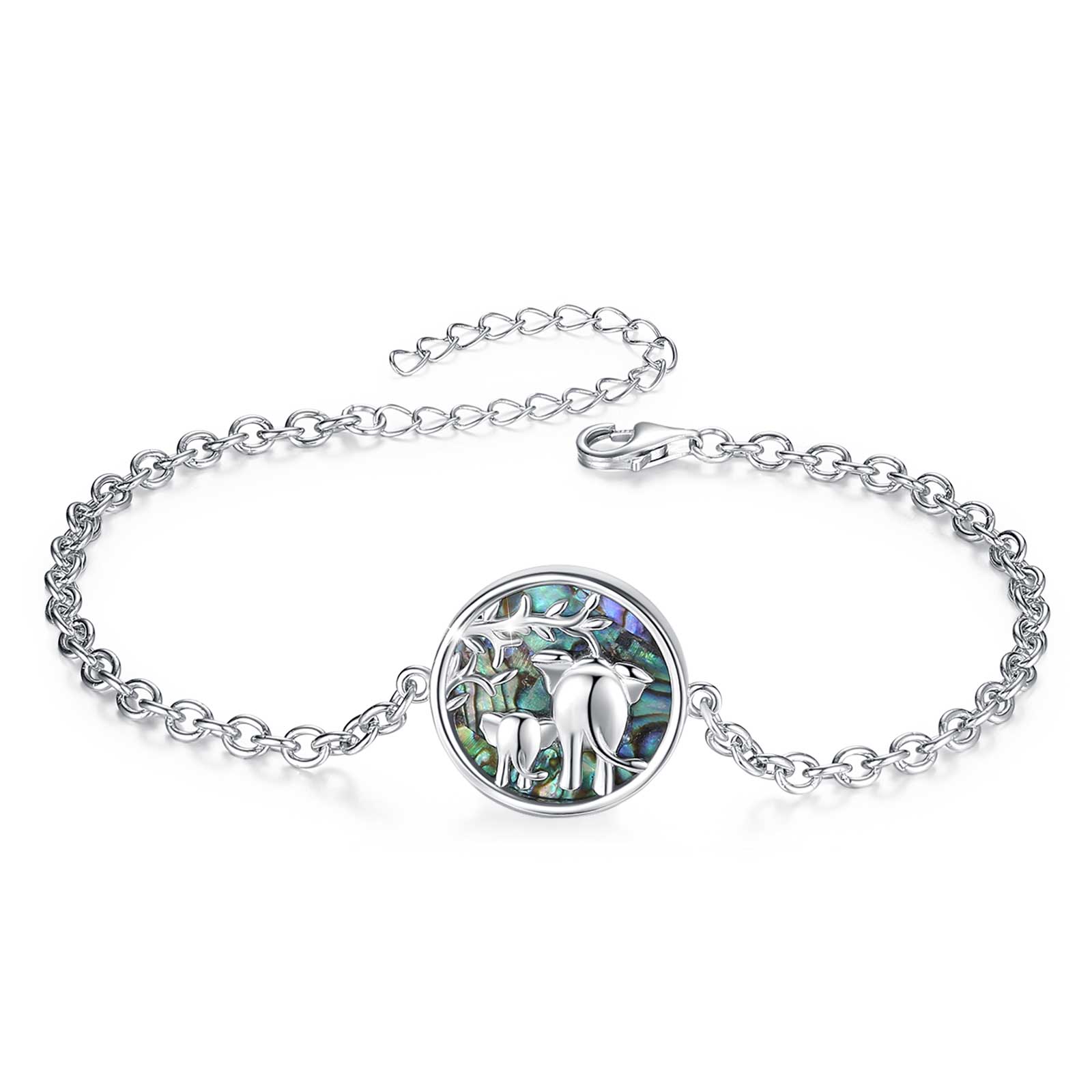 Merryshine Bangle Jewelry S925 Sterling Silver Elephant Mom and baby Bracelets Bracelet