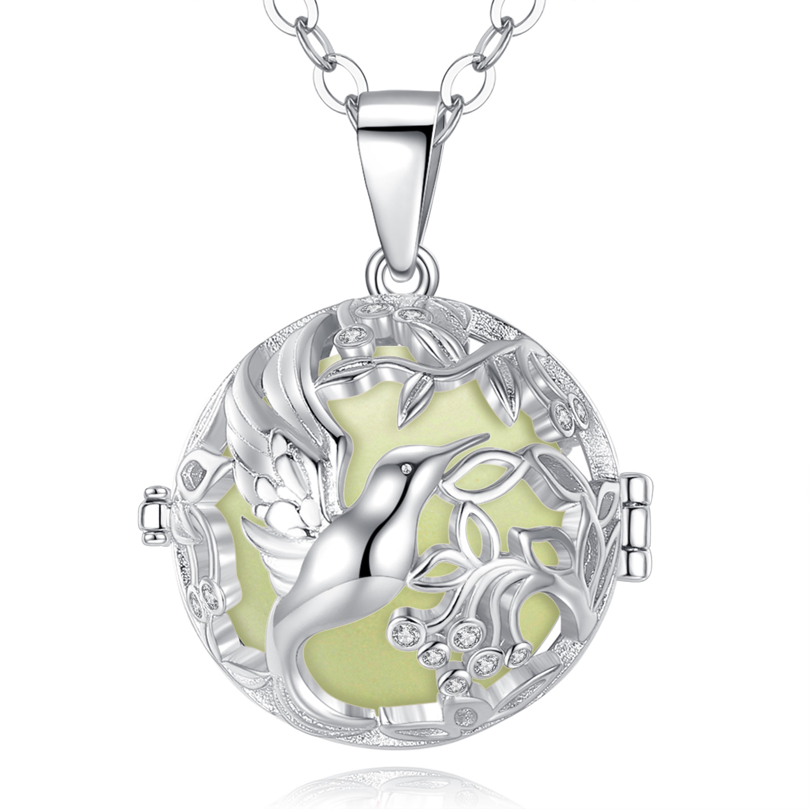 Merryshine Jewelry Hummingbird Design Hollow Out Harmony Cage Pregnant Pendant Necklace
