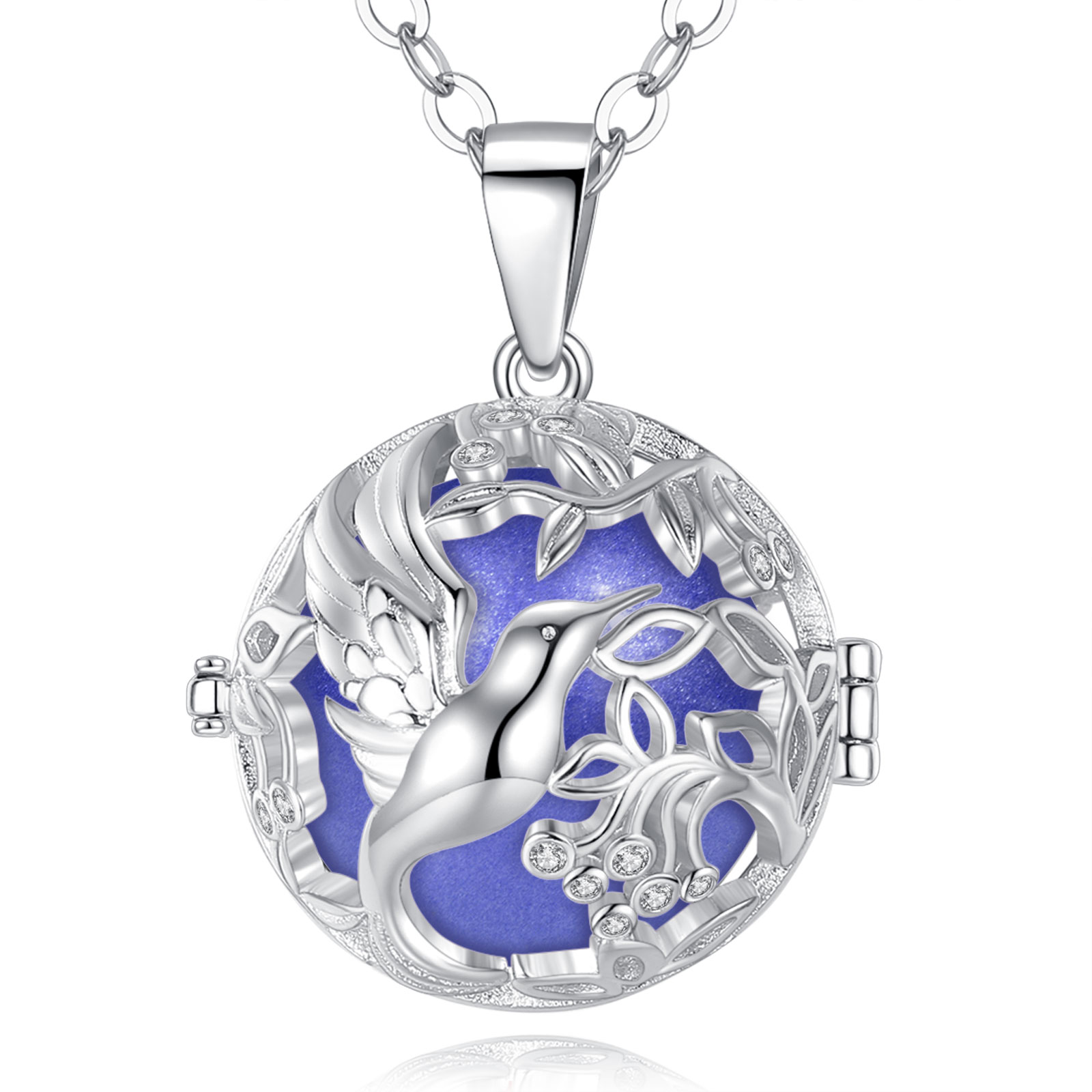 Merryshine Jewelry Hummingbird Design Hollow Out Harmony Cage Pregnant Pendant Necklace