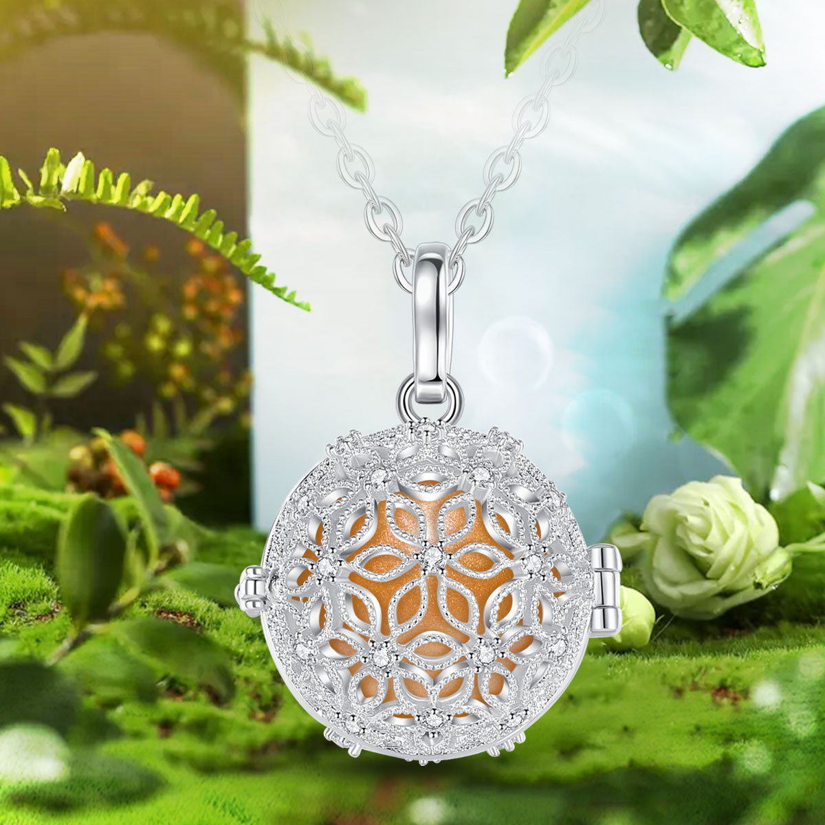 Merryshine Jewelry 925 Silver Pregnancy Bell Harmony Ball Necklace Pendant