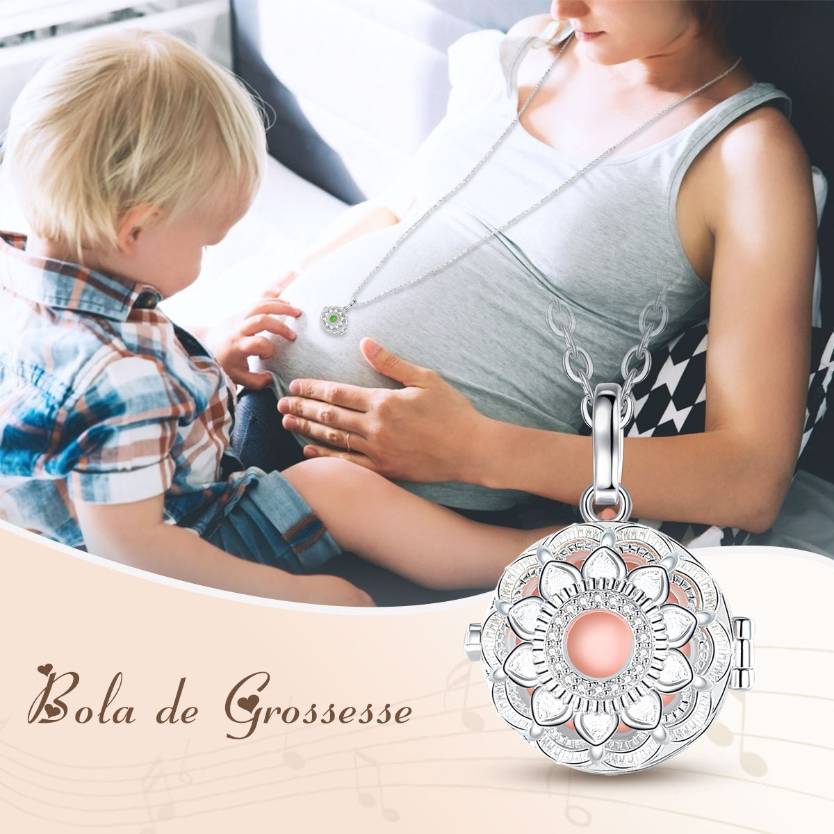 Merryshine Jewelry Angel Bell Harmony Ball Mexican Bola Cage Necklace for Pregnant Woman