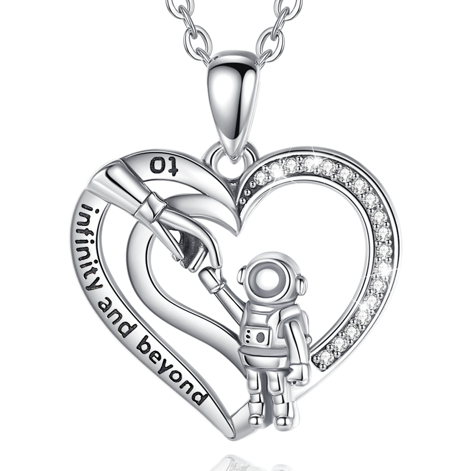 Merryshine Astronaut Series 925 Sterling Silver Heart Shaped Necklace for Friend Gift