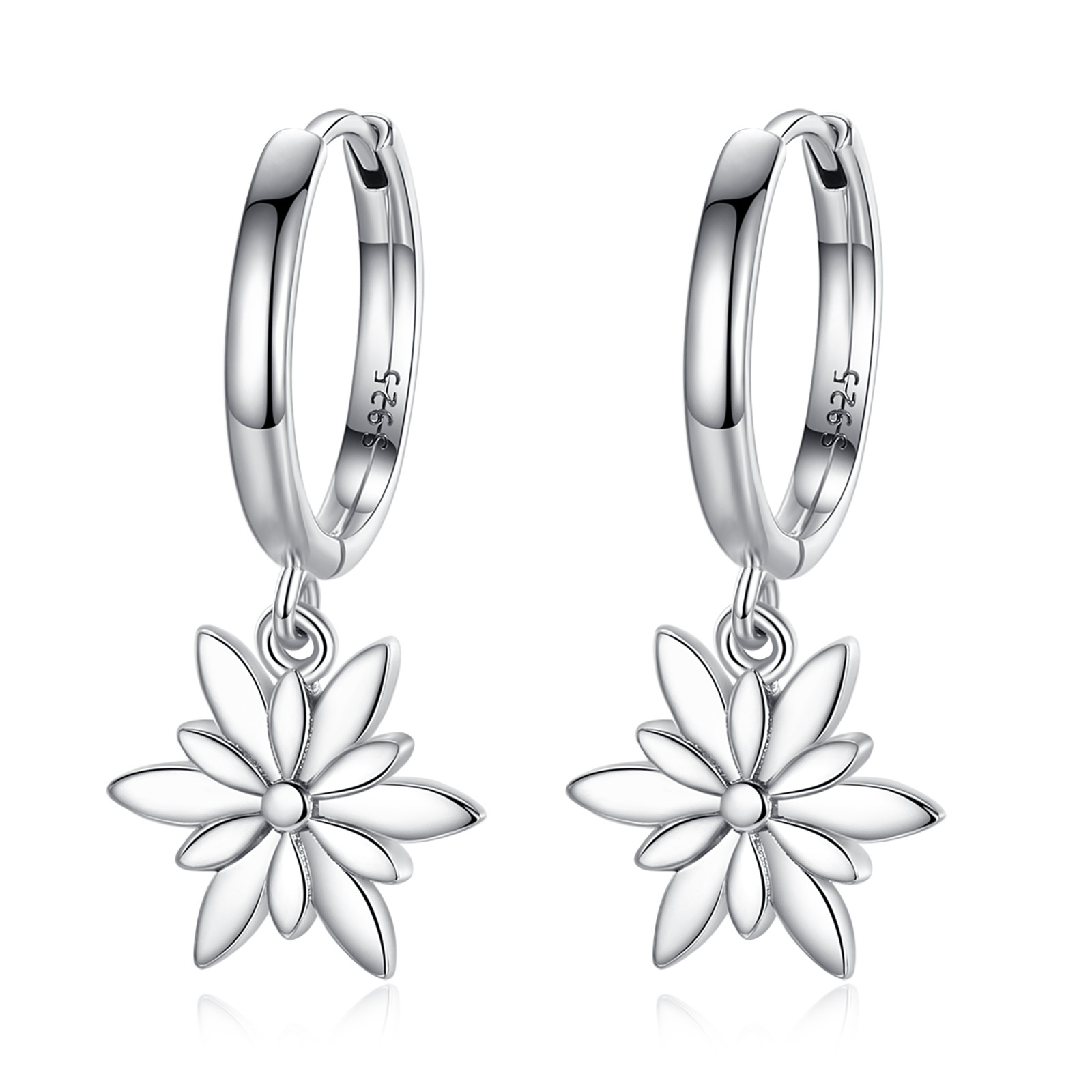 Merryshine Christmas Gift 925 Sterling Silver Elegant Snowflake Hoop Earrings for Women