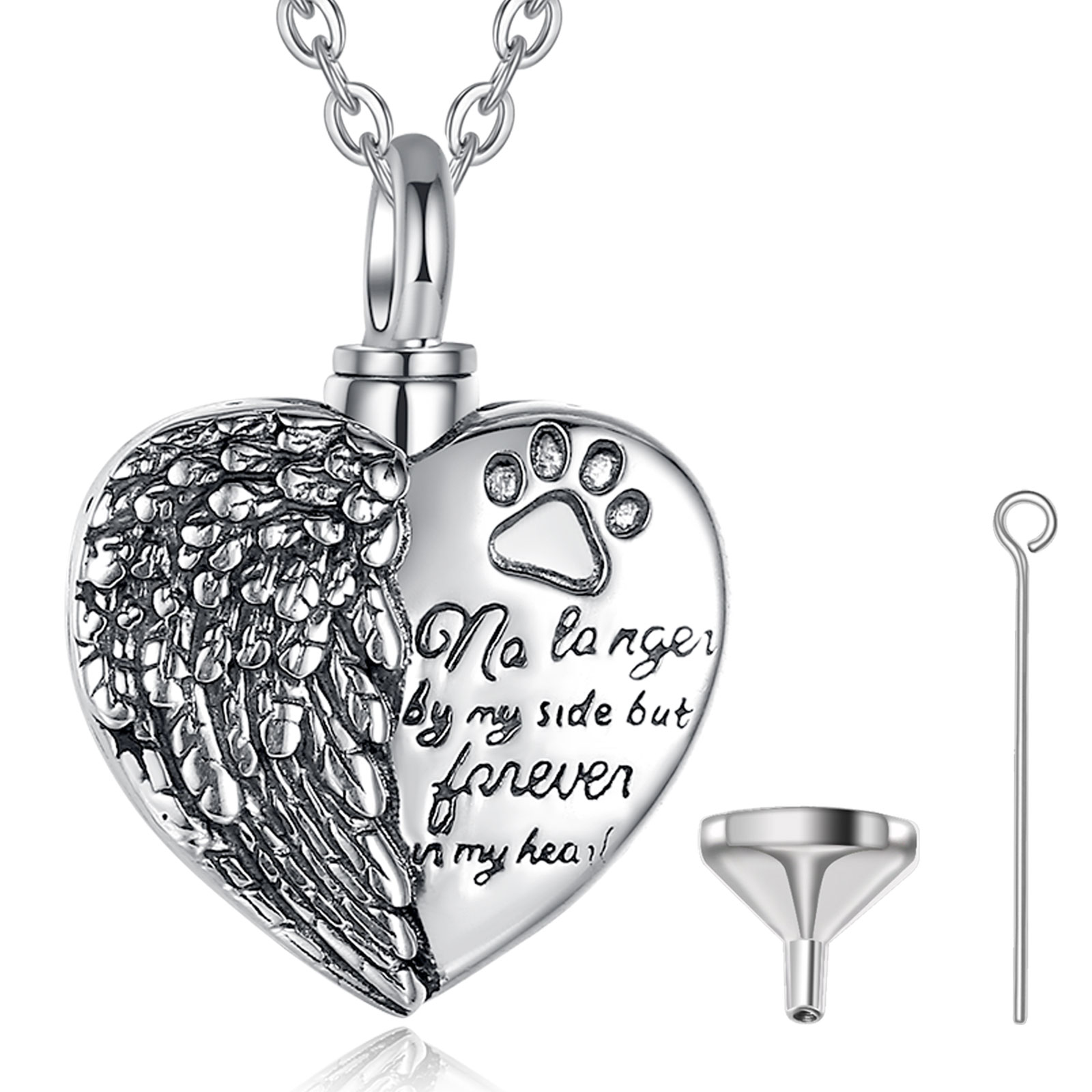 Merryshine Vintage Style 925 Sterling Silver Heart Shaped Cremation Urn Necklace for Ashes