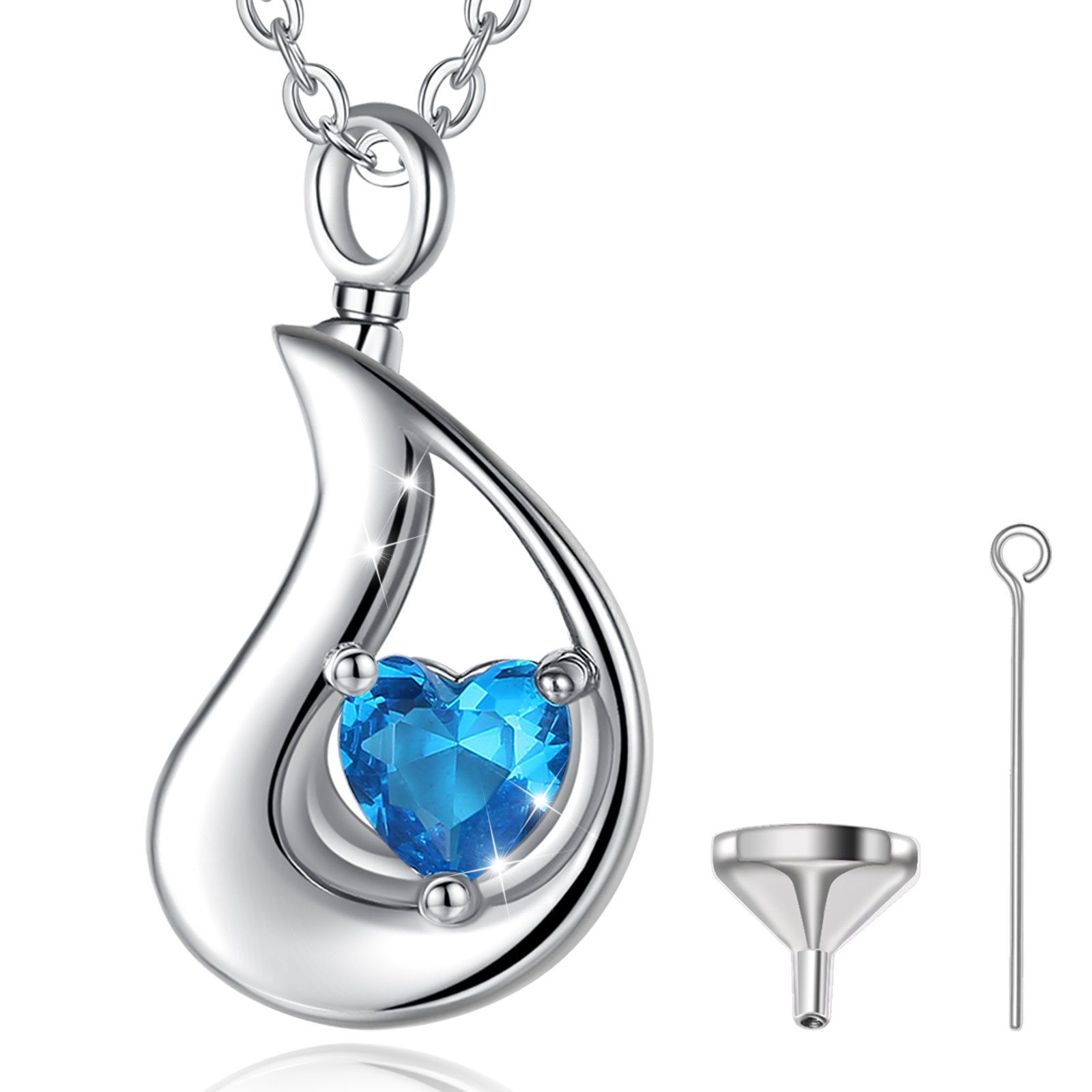 Merryshine Drop Shaped 925 Sterling Silver Cremation Jewelry Human Ashes Urn Necklace