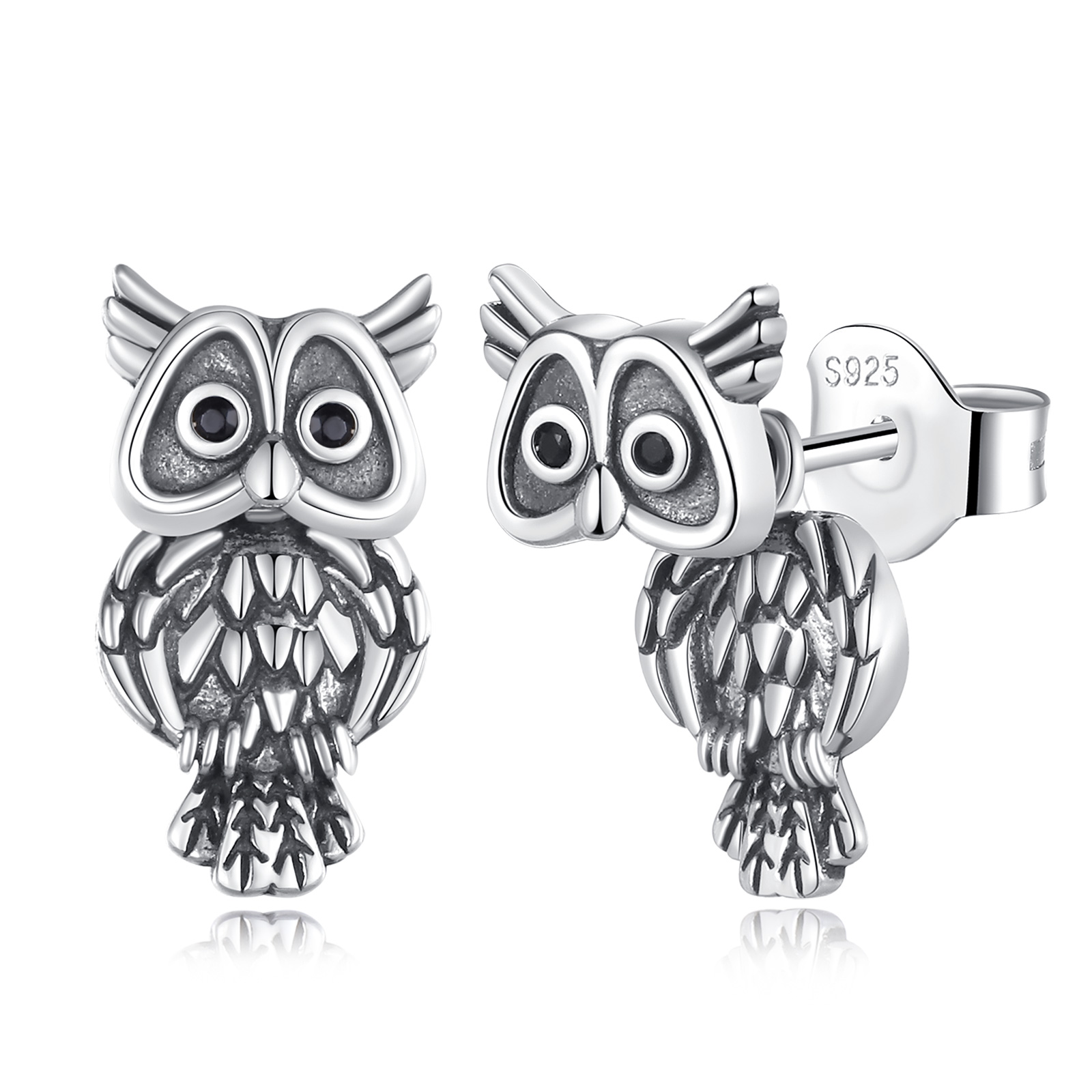 Merryshine unique design retro fashion jewelry 925 sterling silver boho style cute bird owl stud earrings