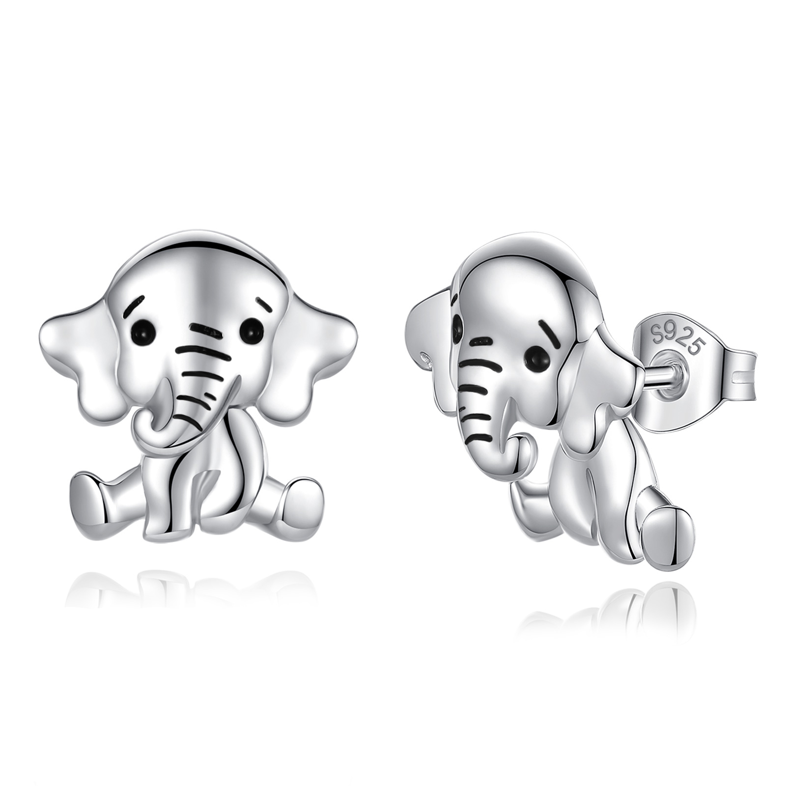 Merryshine two ways wearing design 925 sterling silver cute animal elephant kids stud earrings
