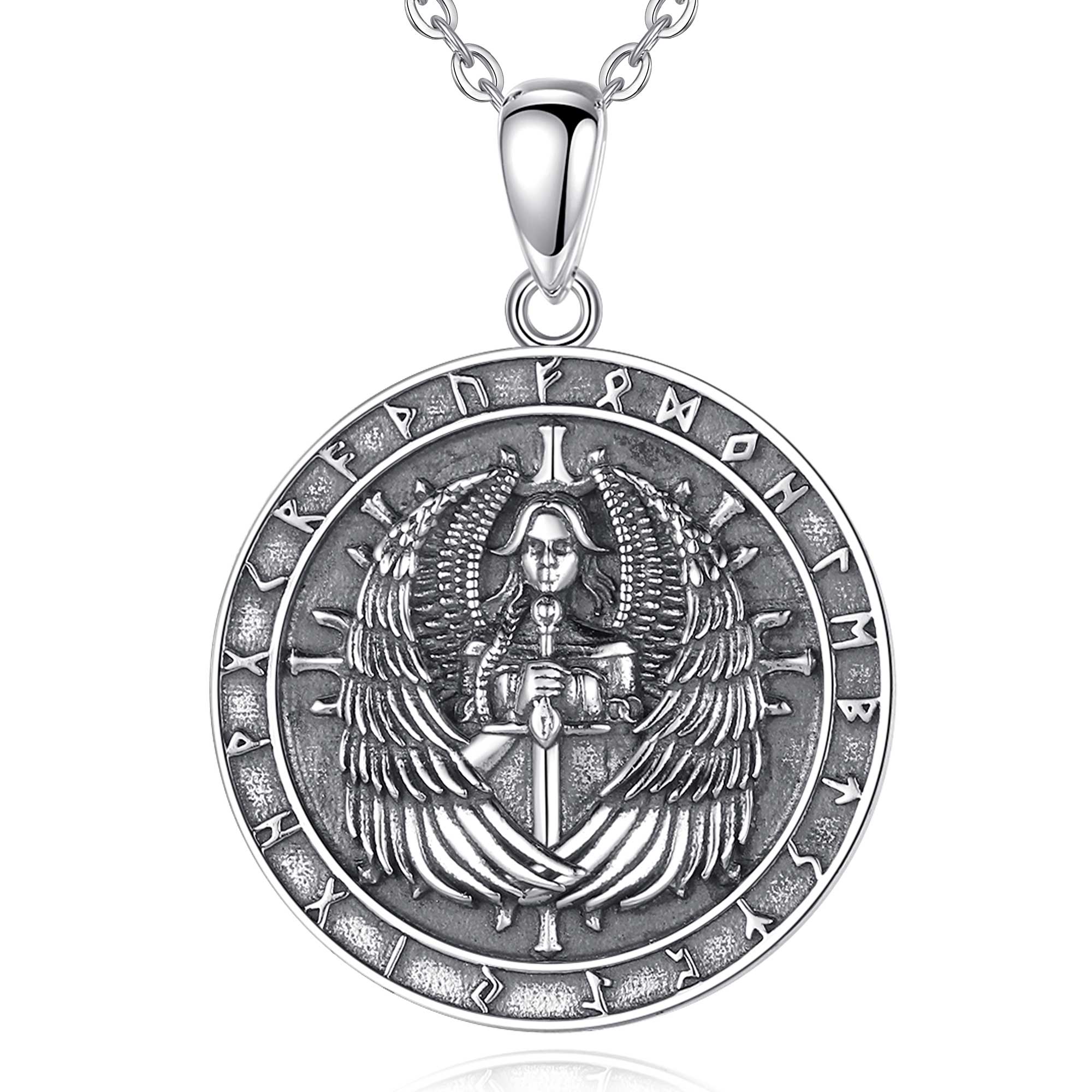 Viking Odin God Medal Embossed Necklace