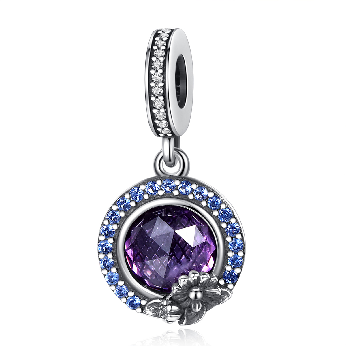 Merryshine 925 sterling silver purple cubic zirconia luxury fine jewelry pendants charms for bracelets