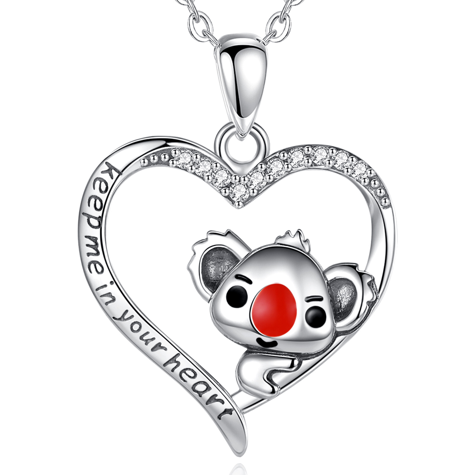 Merryshine Wholesale Jewelry 925 Sterling Silver Heart Shaped and Koala Animal Necklace for Women