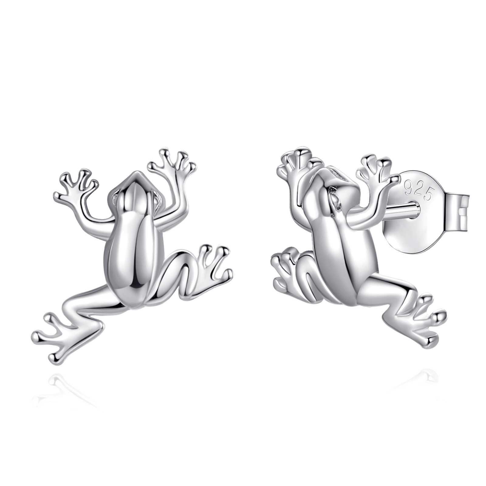 Merryshine Fashion Jewelry 925 Sterling Silver Rhodium Plated Unique Frog Design Stud Earrings