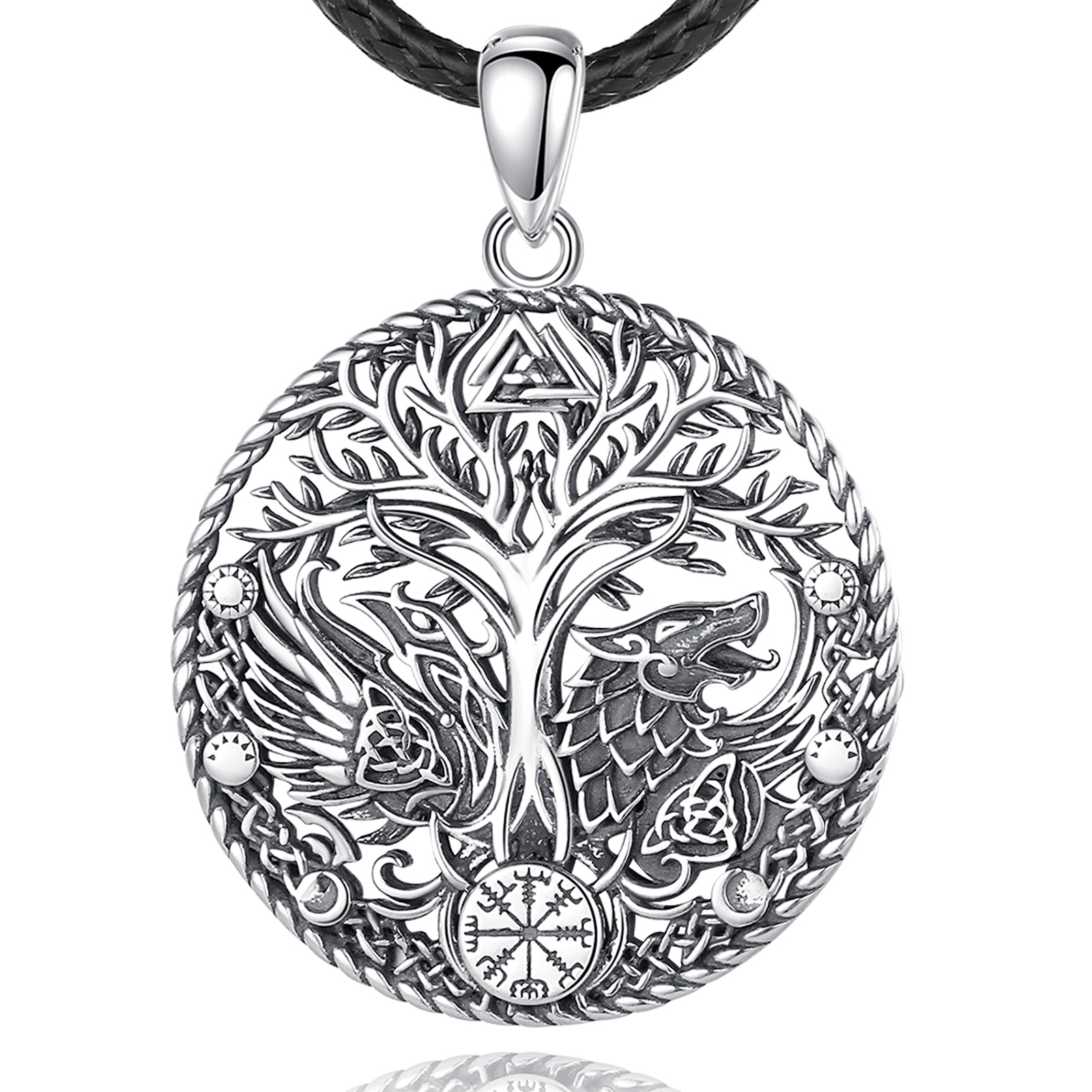 Merryshine Men Jewelry Italian 925 Sterling Silver Original Design Viking Element Amulet Necklace for Man