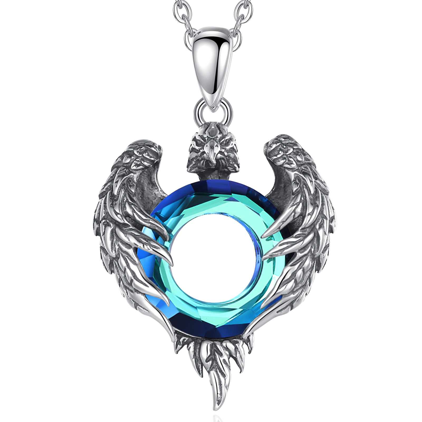Eagle Design Blue Crystal Amulet Necklaces