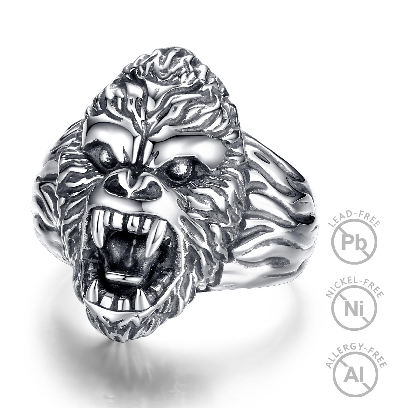 Merryshine Jewelry Wholesale Fashion 925 Sterling Silver Orangutans Monkey Design Adjustable Finger Rings for Women or Men