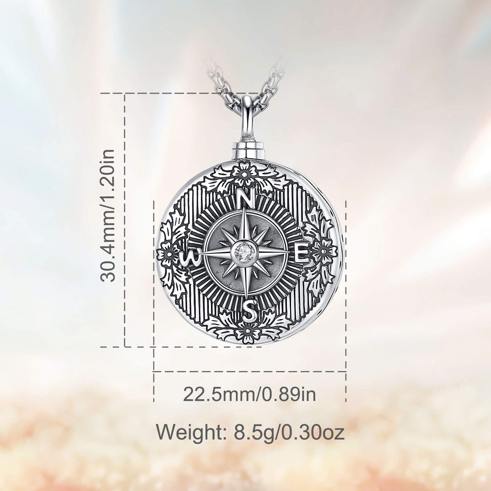 Wholesale Jewelry Vintage Compass Cremation Urn Pendant Necklace