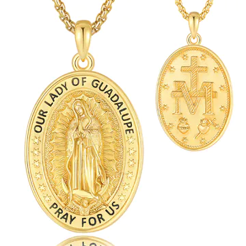 Amulet Protection Dainty Oval Shaped Virgin Mary Pendant